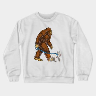 Funny Bigfoot Sasquatch Walking Schnauzer Crewneck Sweatshirt